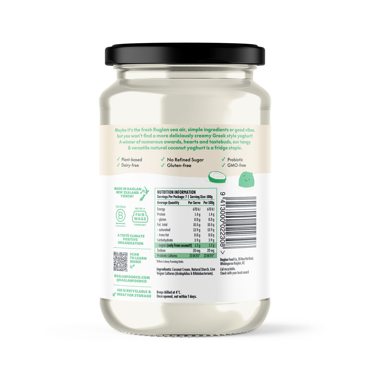 Raglan Natural Greek Coconut Yoghurt (Chilled, 700ml)