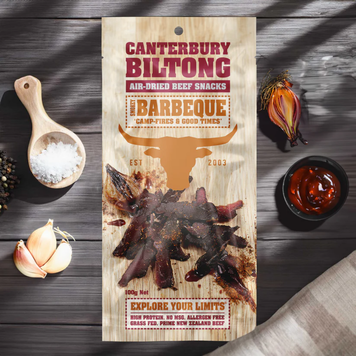 Canterbury Biltong Smokey BBQ Beef Snacks (100g)