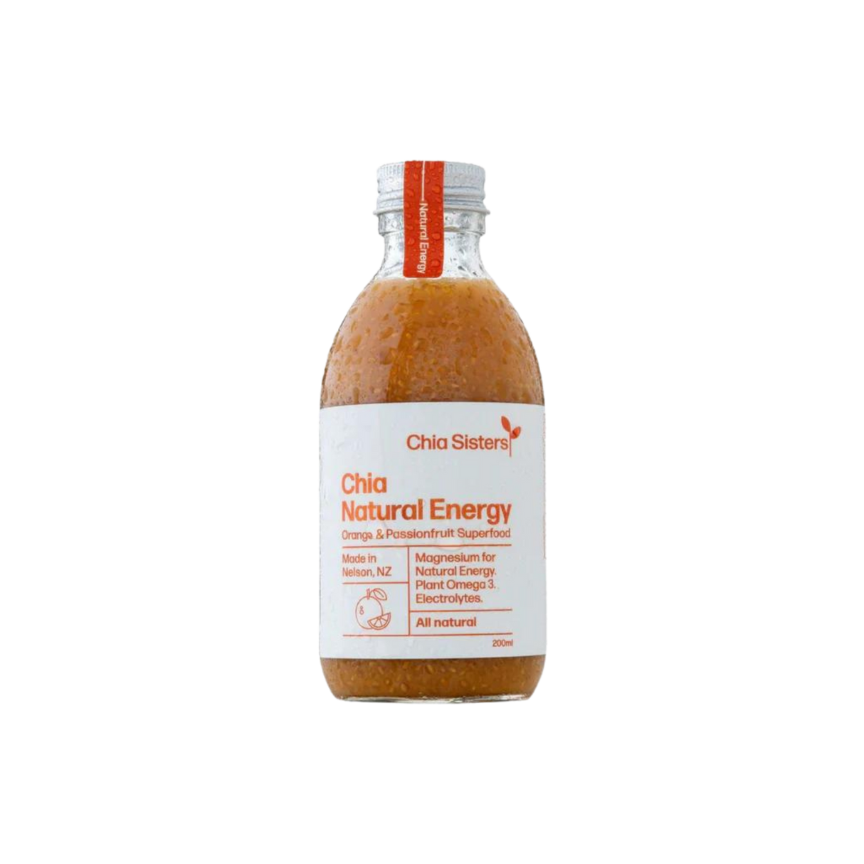 Chia Sisters Chia Natural Energy, Orange and Passionfruit (200ml)