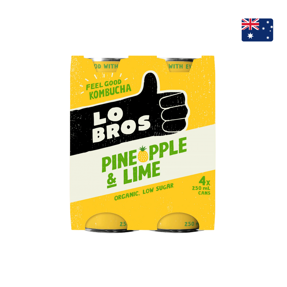 Lo Bros - Organic Kombucha Pineapple & Lime (4 x 250ml)