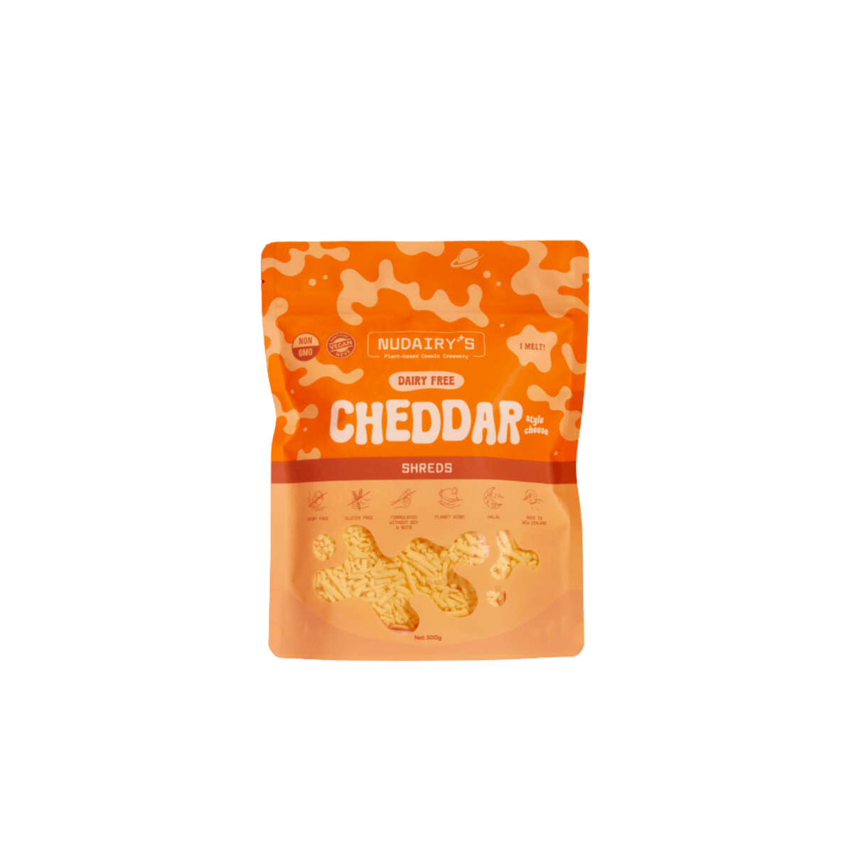 Nudairy Dairy-Free Shredded Cheddar (Chilled, 300g)