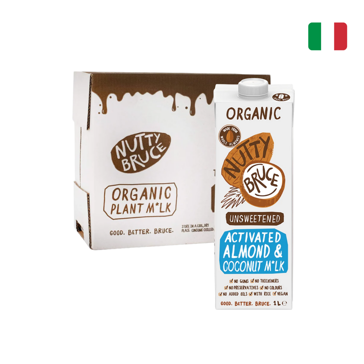 Nutty Bruce Organic Unsweetened Almond & Coconut Milk (6 X 1L)