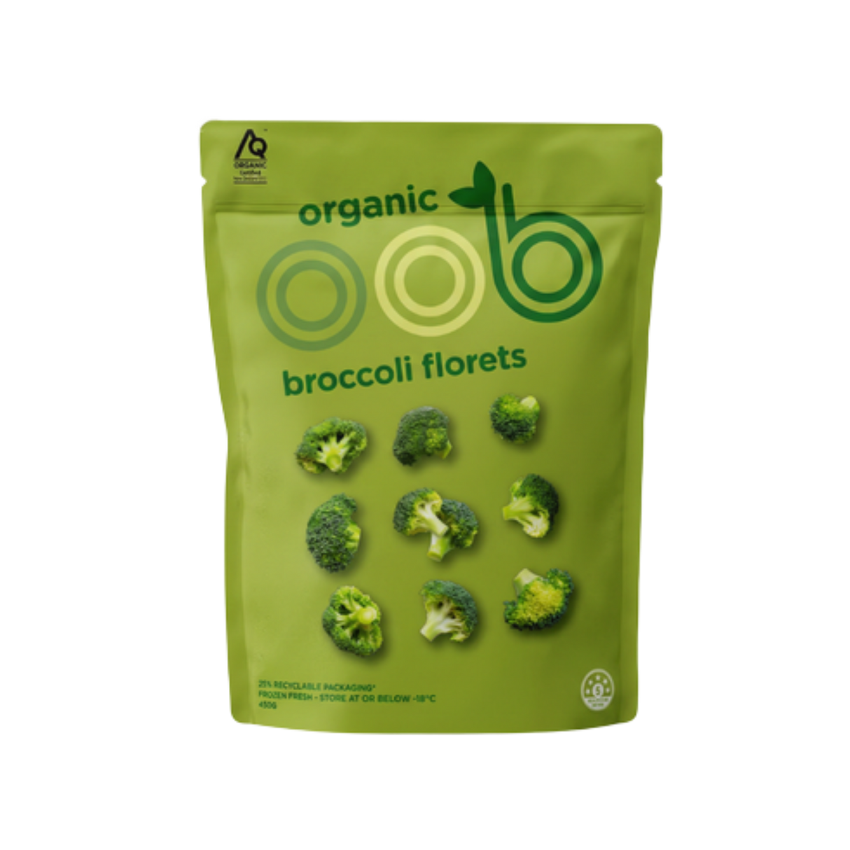 OOB Frozen Organic Broccoli Florets (Frozen, 370g)