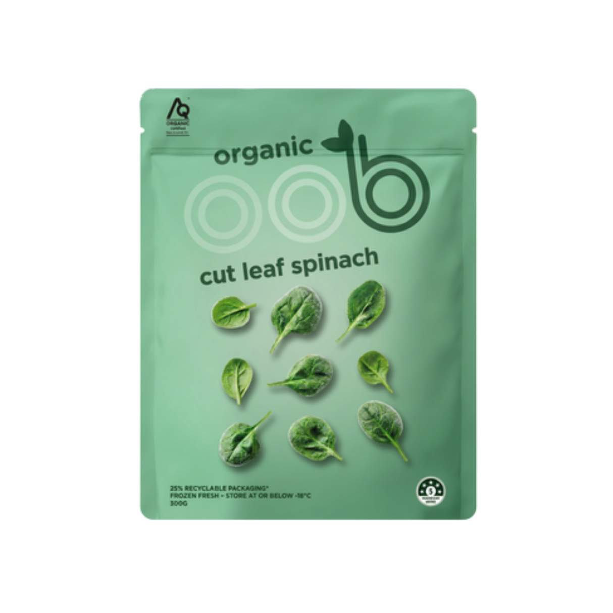 OOB Frozen Organic Cut Leaf Spinach (Frozen, 400g)