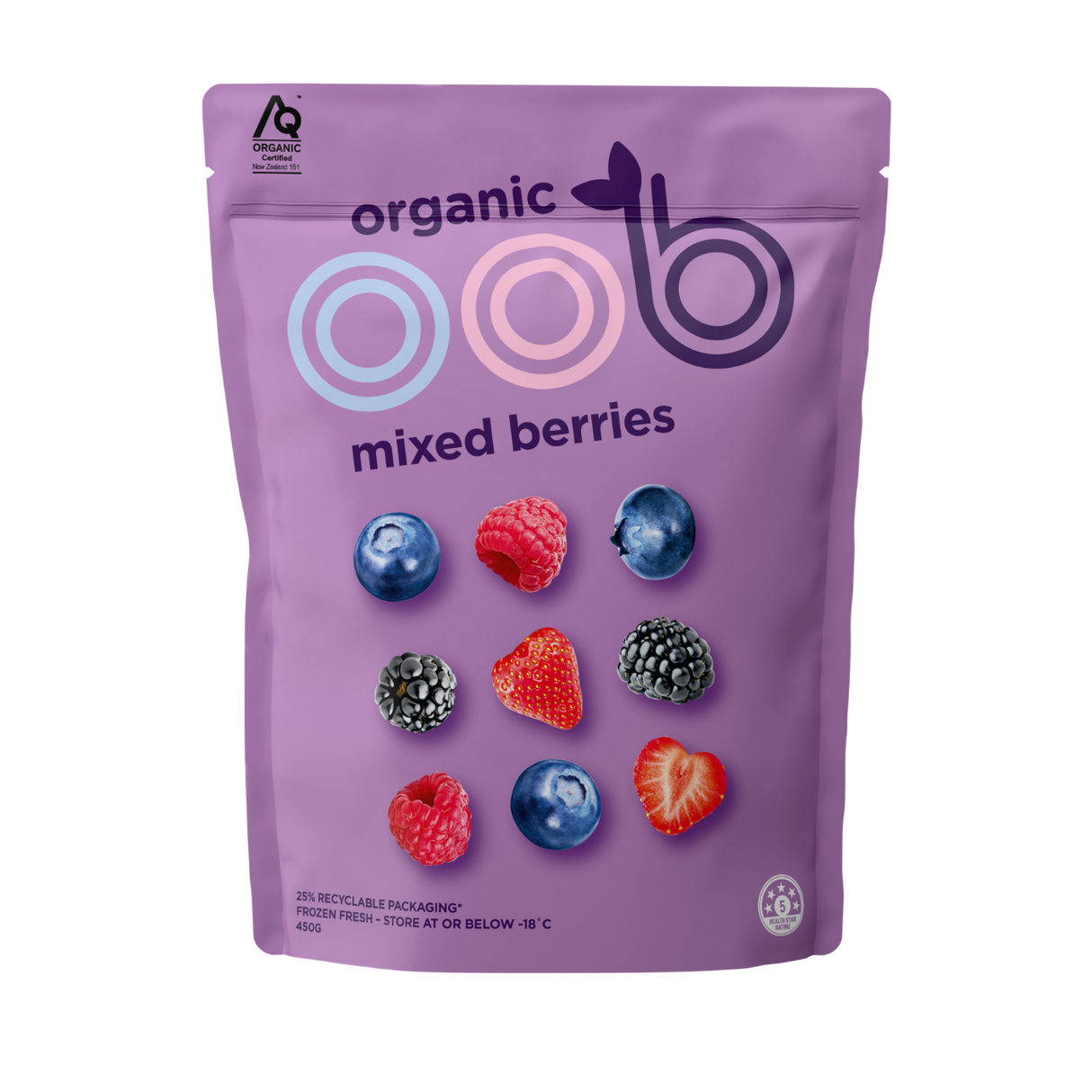 OOB Frozen Organic Mixed Berries (Frozen, 500g)