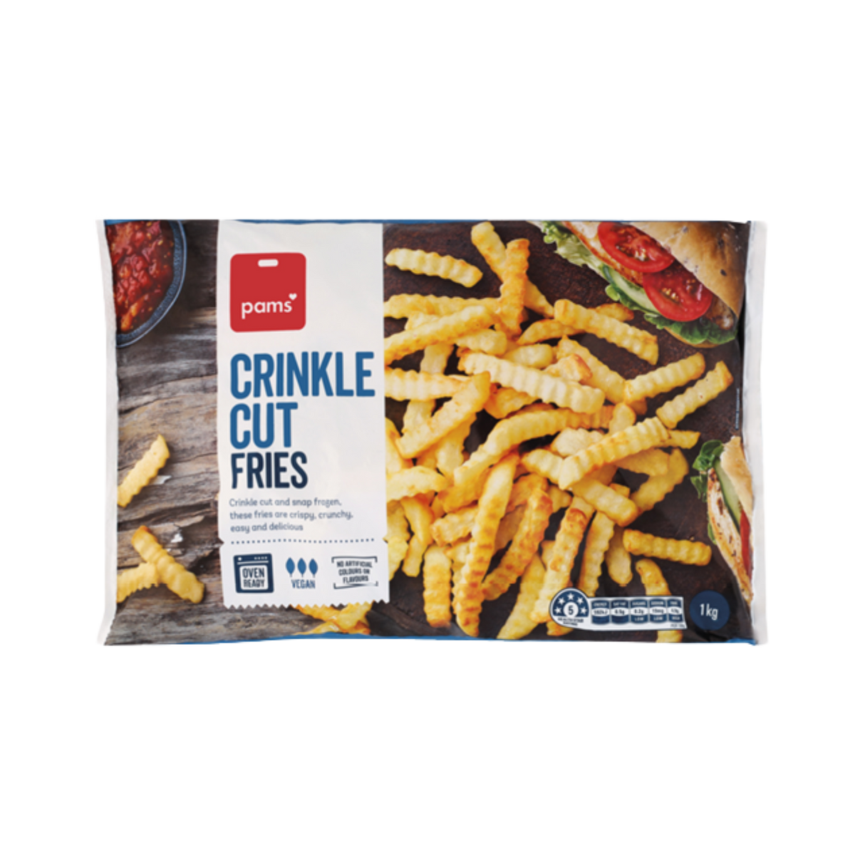 Pams Crinkle Cut Fries (Frozen, 1kg)