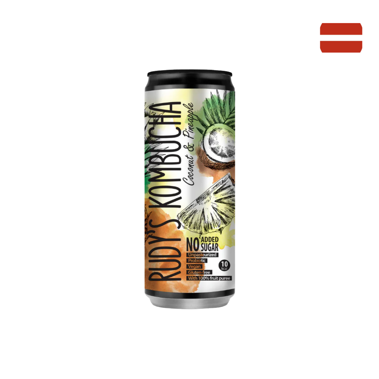 Rudy's Kombucha- Coconut & Pineapple (330ml)
