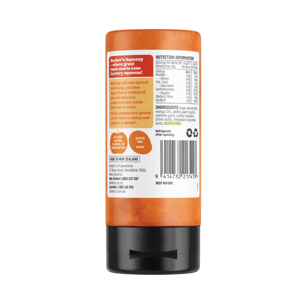 Barker's Apricot & Mango Squeezy Jam (290ml)
