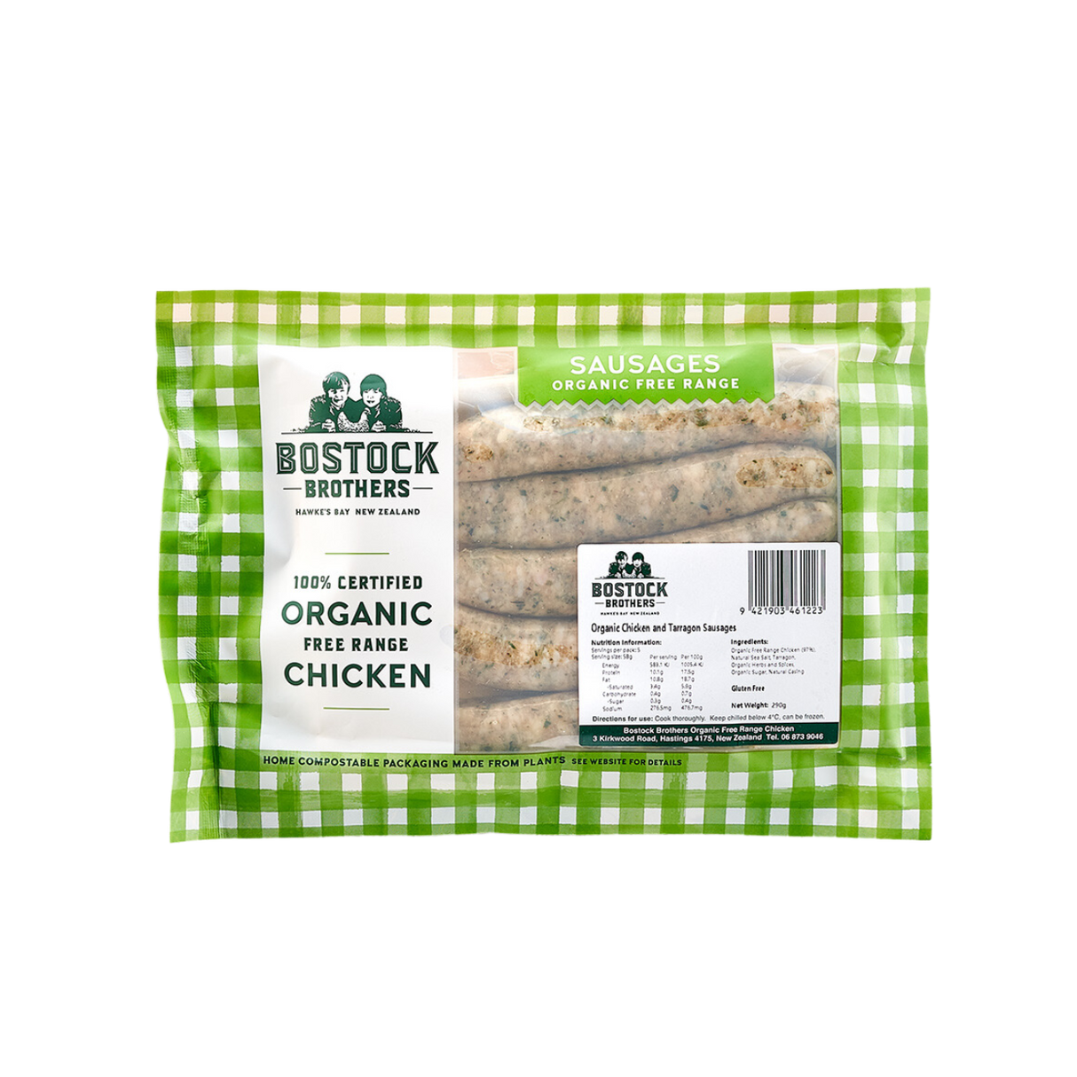 Bostock's Organic Free-Range French Tarragon Chicken Sausages (Frozen, 290g)