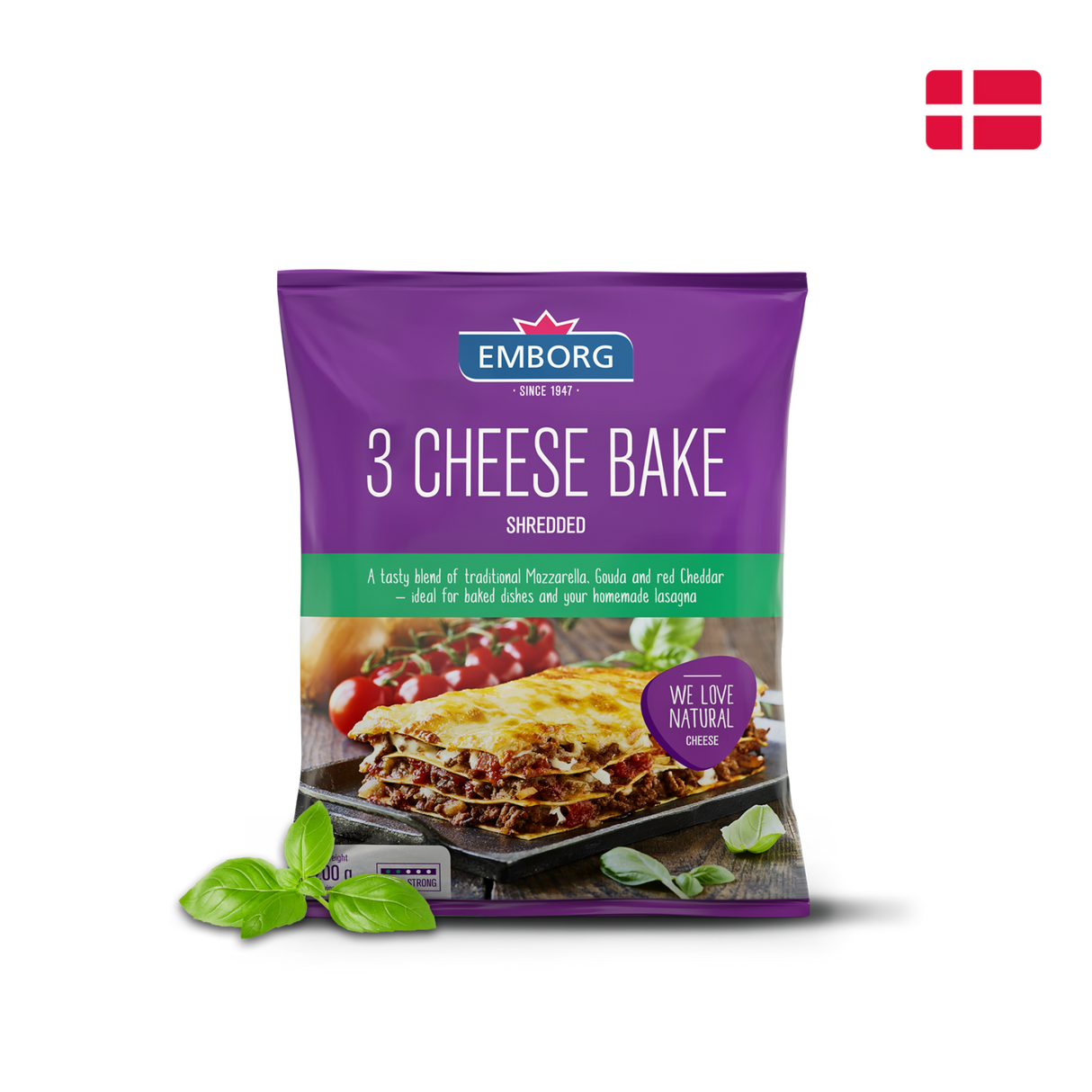 Emborg Natural Shredded 3 Cheese Bake (Frozen, 200g)