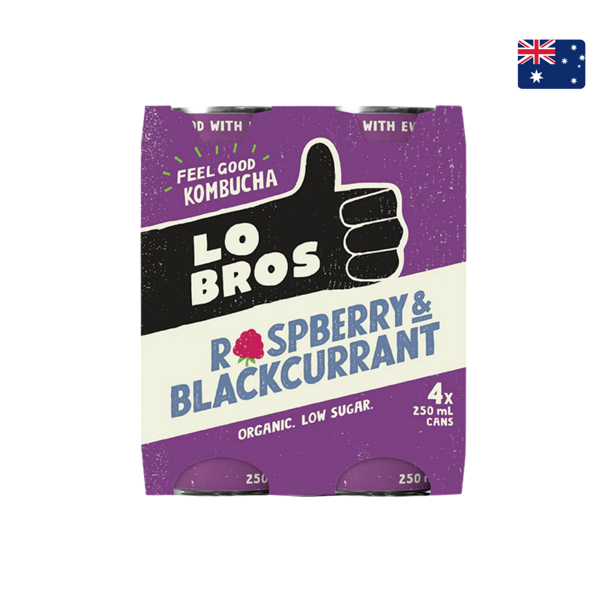Lo Bros - Organic Kombucha Raspberry & Blackcurrant (4 x 250ml)