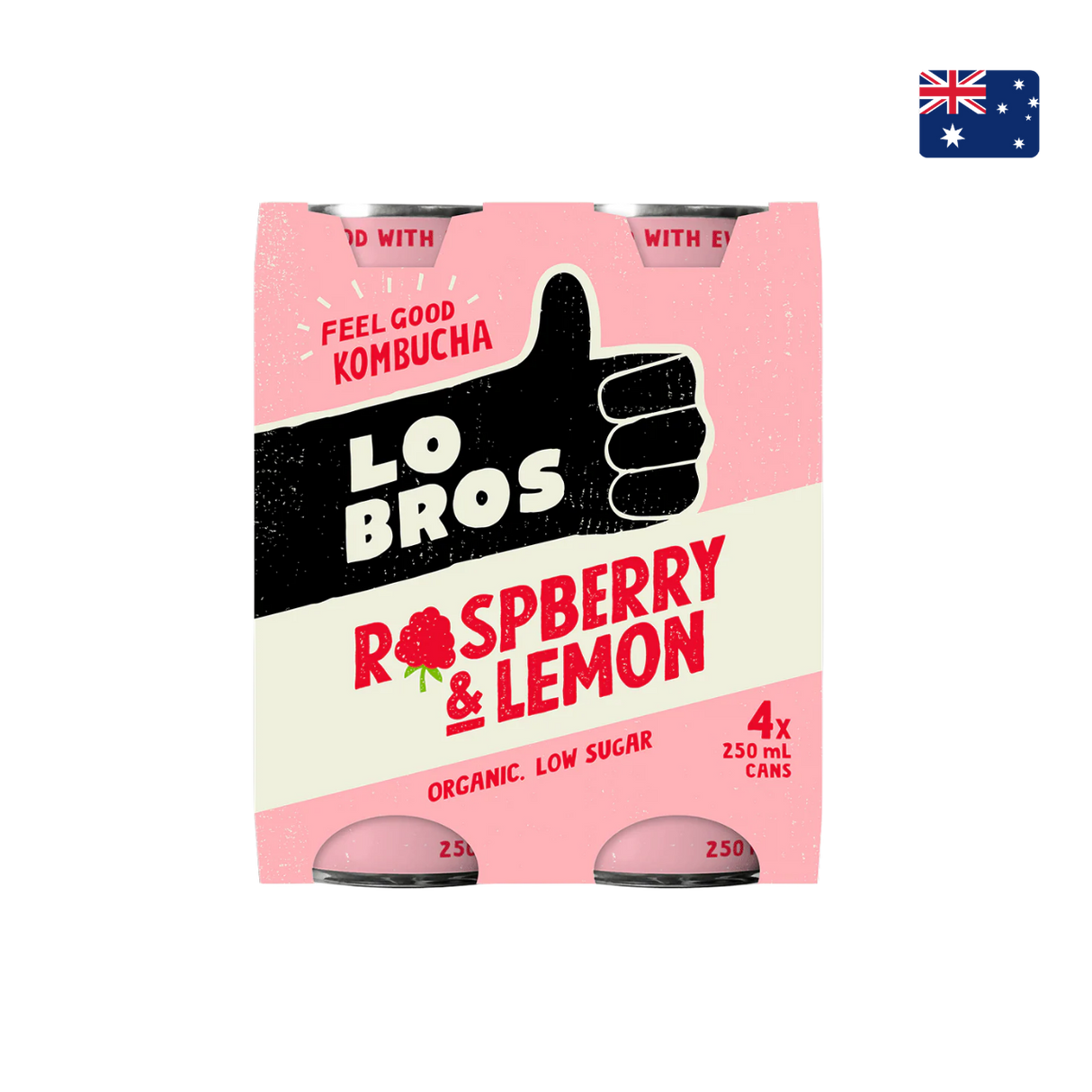 Lo Bros - Organic Kombucha Raspberry & Lemon (4 x 250ml)