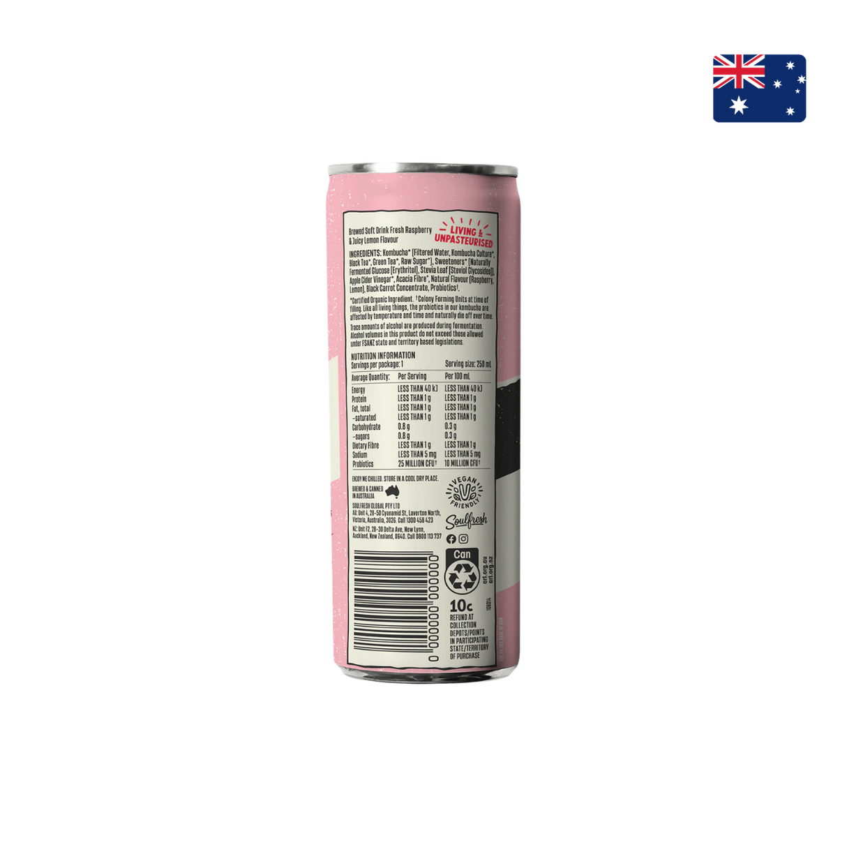 Lo Bros - Organic Kombucha Raspberry & Lemon (4 x 250ml)