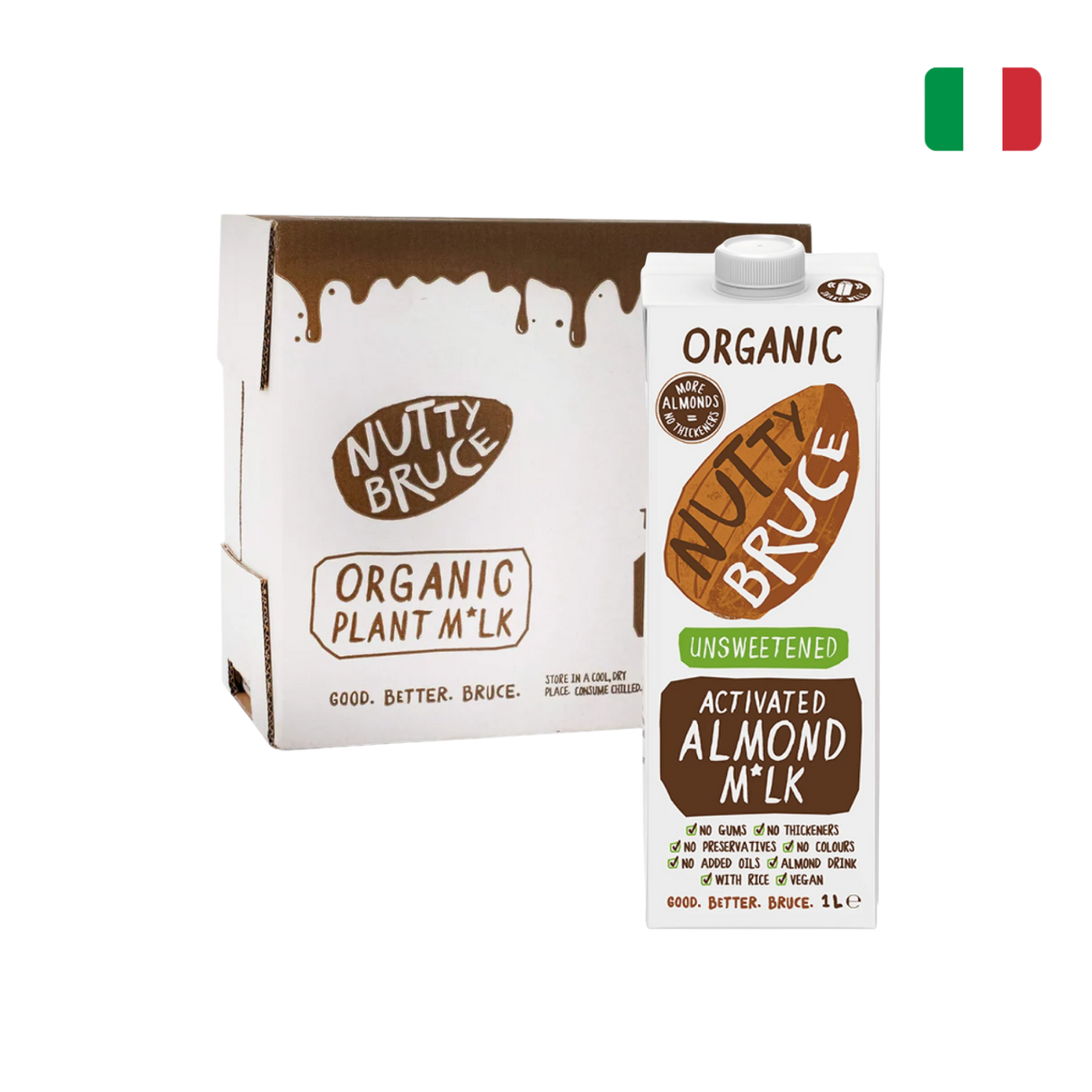 Nutty Bruce Organic Unsweetened Activated Almond Milk (6 x 1L)
