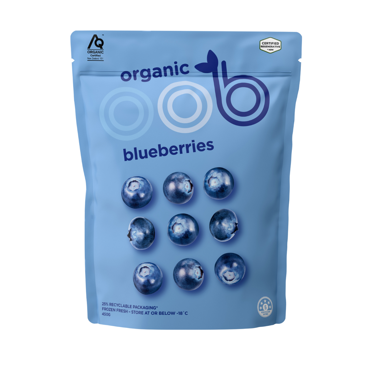 OOB Frozen Organic Blueberries (Frozen, 450g)