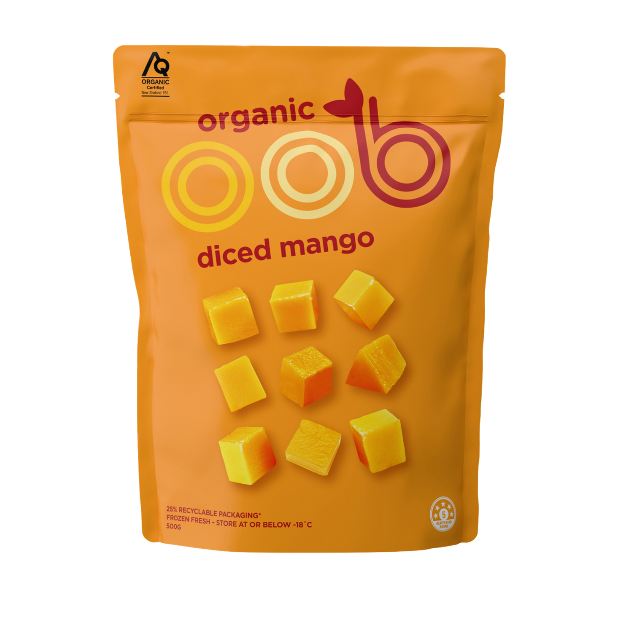 OOB Frozen Organic Sliced Mango (Frozen, 500g)