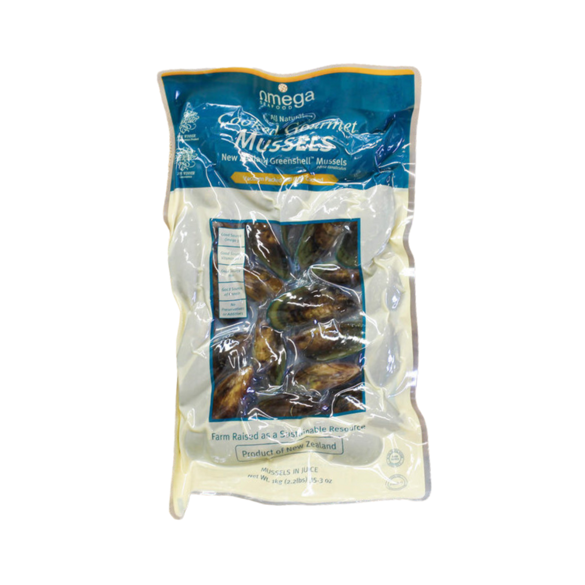 Omega Greenshell Mussel  (Frozen, Whole, 1kg)