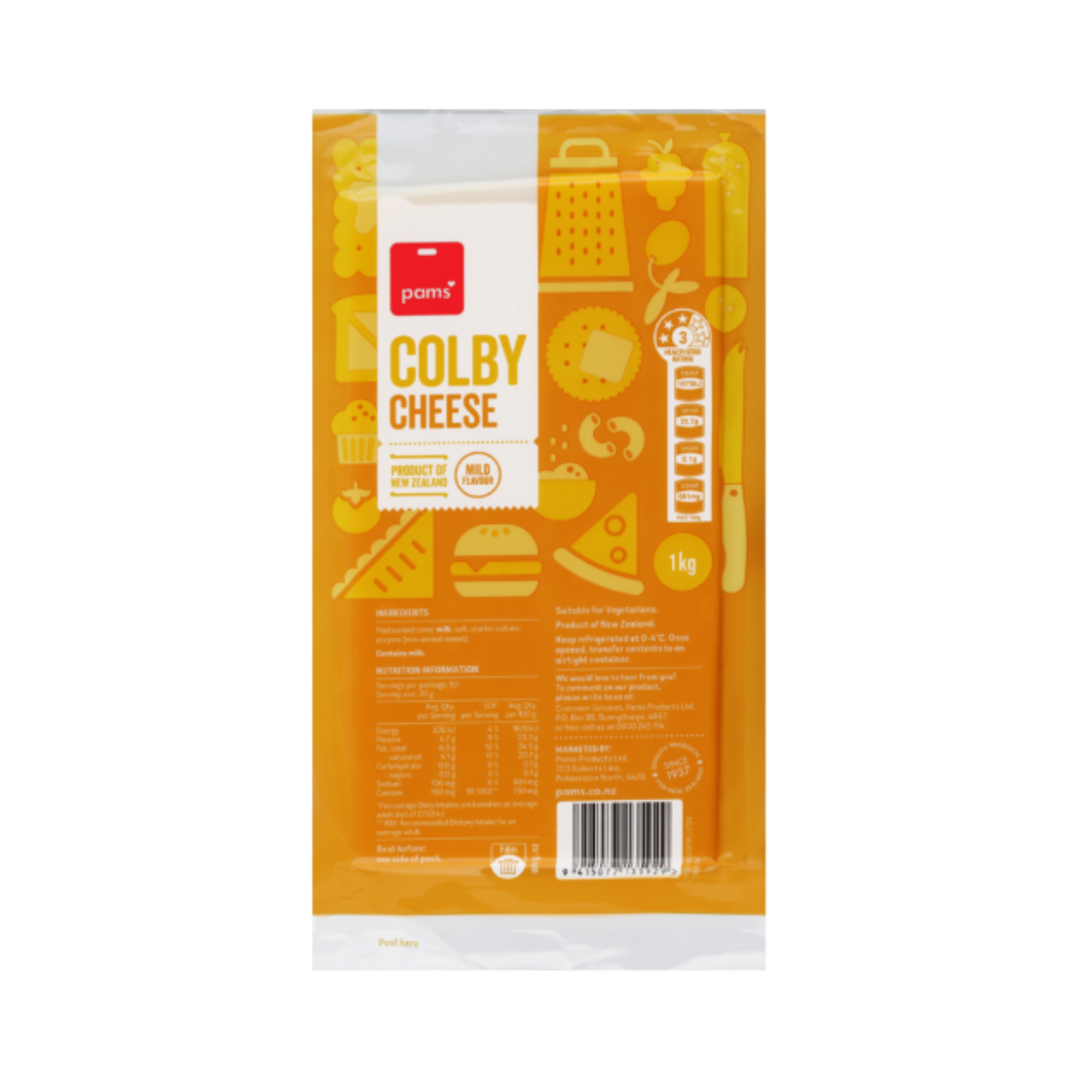 Pams Colby Cheese (Chilled, 1kg)