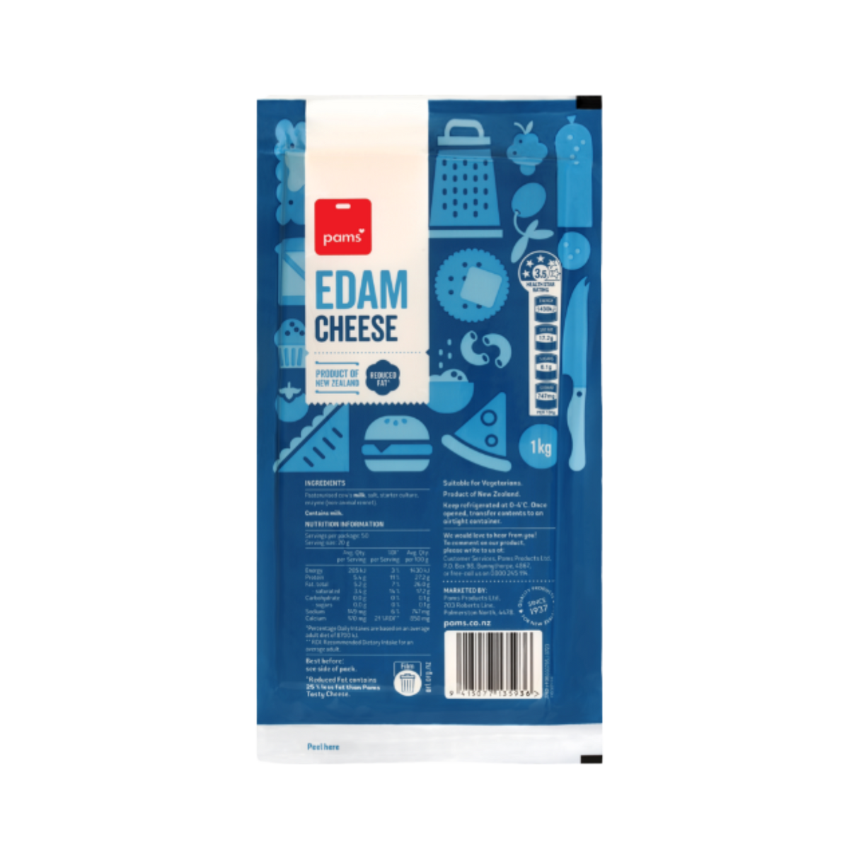 Pams Edam Block (Chilled, 1kg)