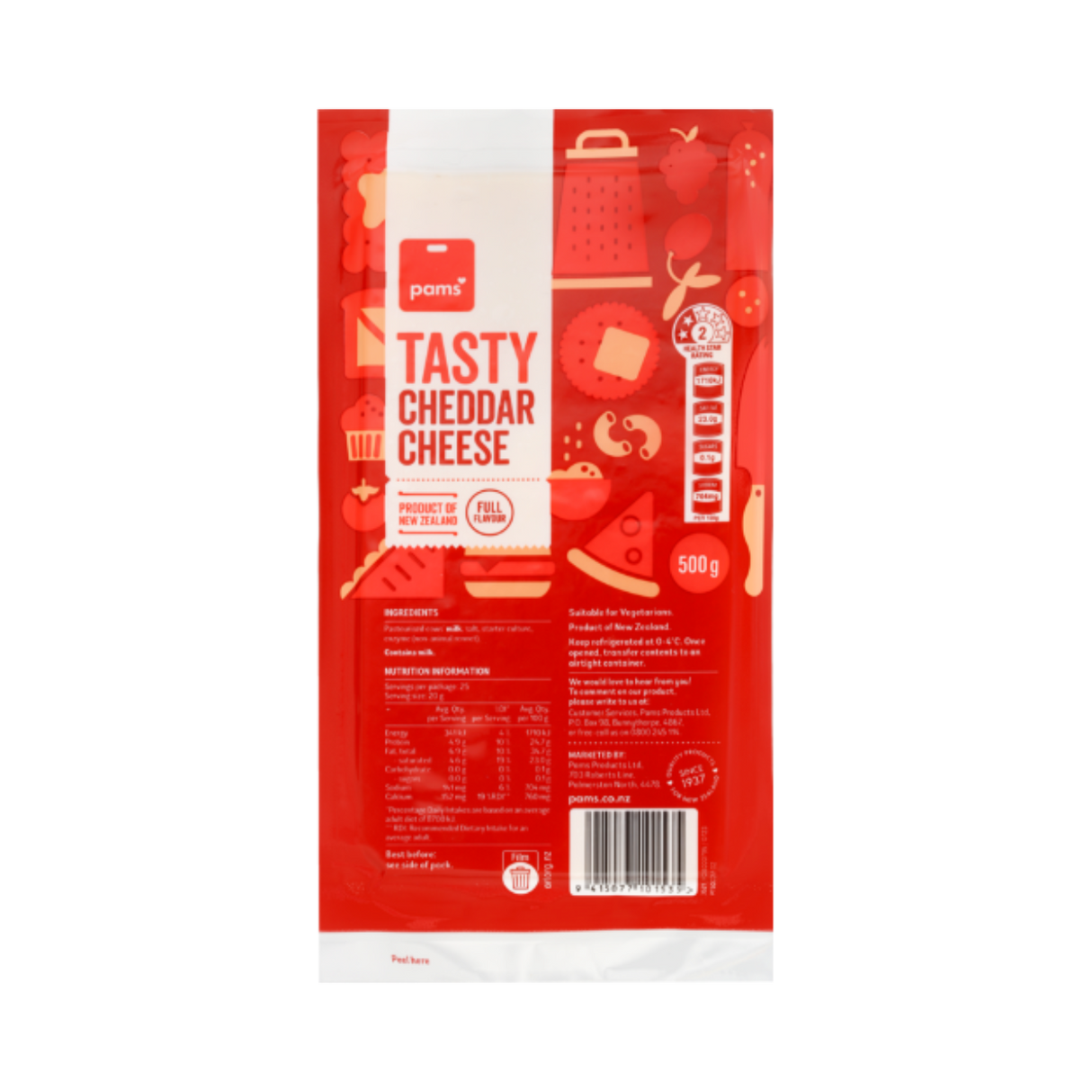 Pams Tasty Cheddar Block (Chilled, 800g)