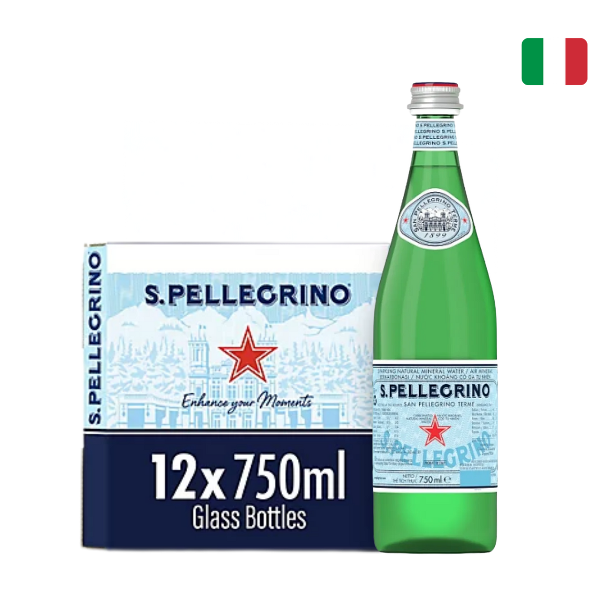 San Pellegrino Mineral Sparkling Water (Glass Bottle, 15 x 750ml)