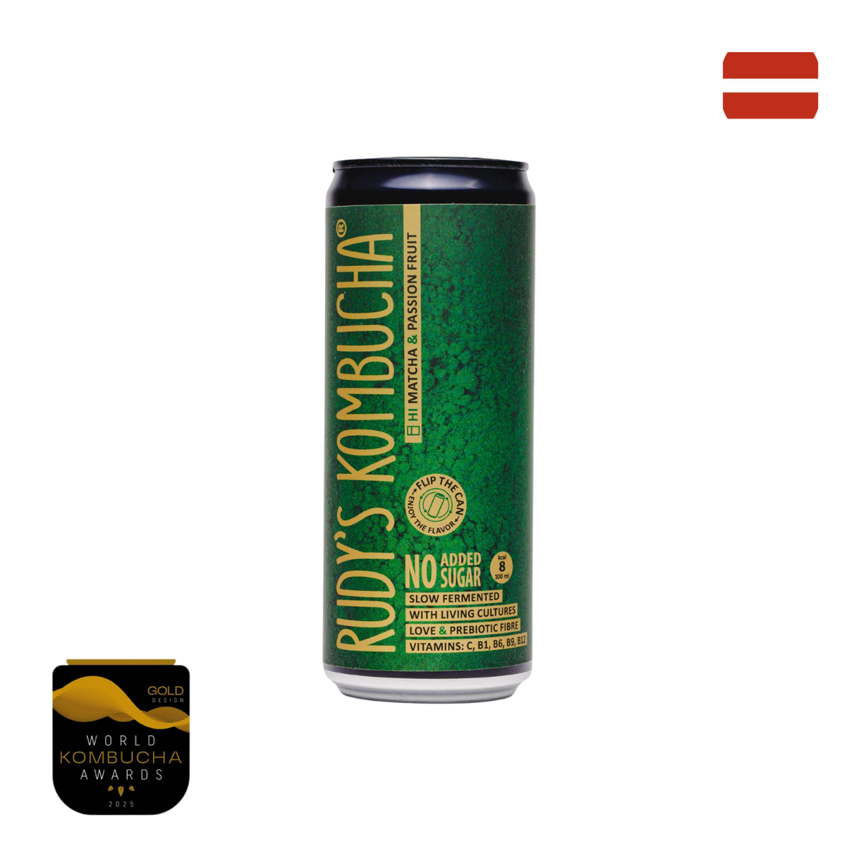Rudy's Kombucha - Matcha & Passion Fruit (330ml)