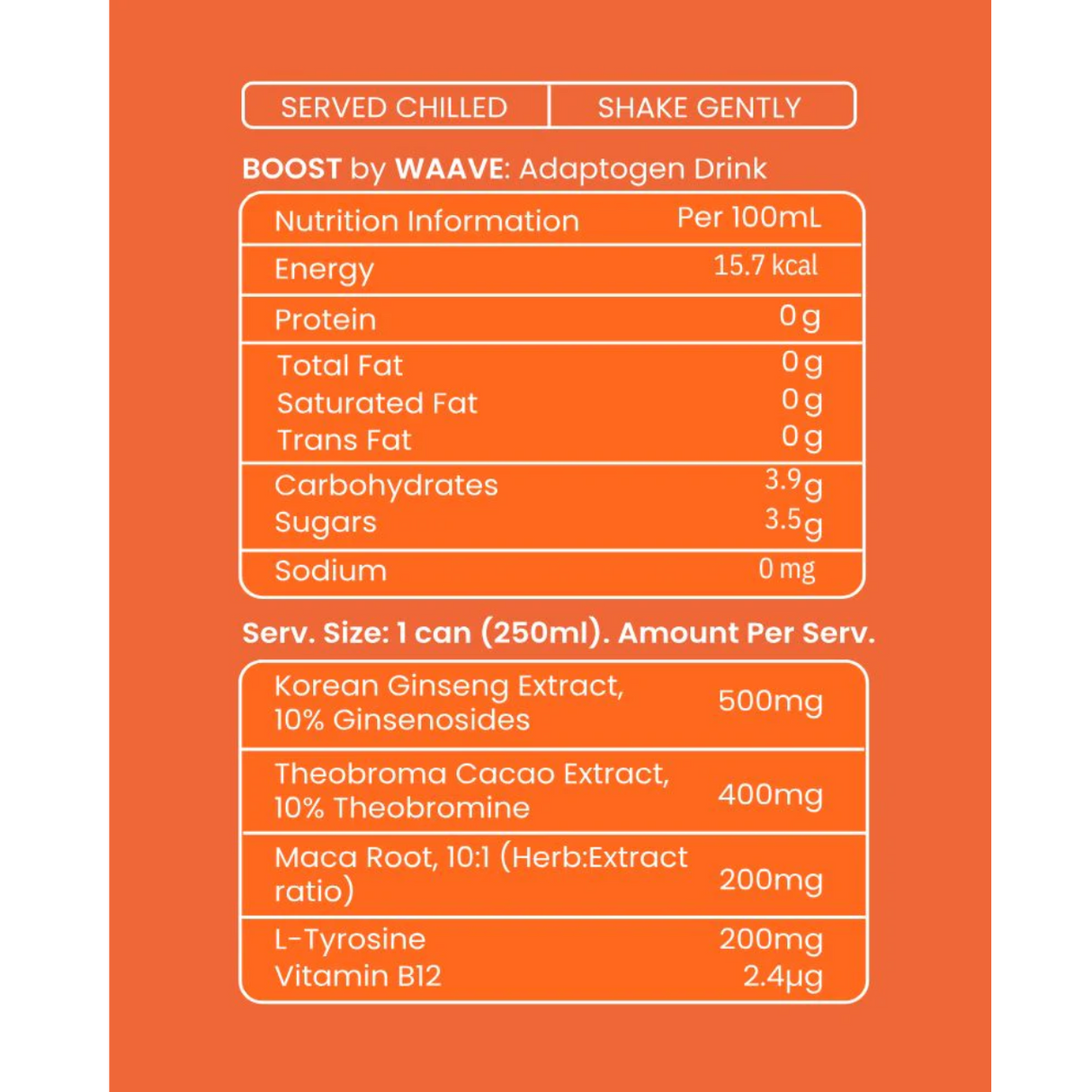 WAAVE BOOST - Korean Ginseng, Ginger, Lemon & Turmeric (250ml)