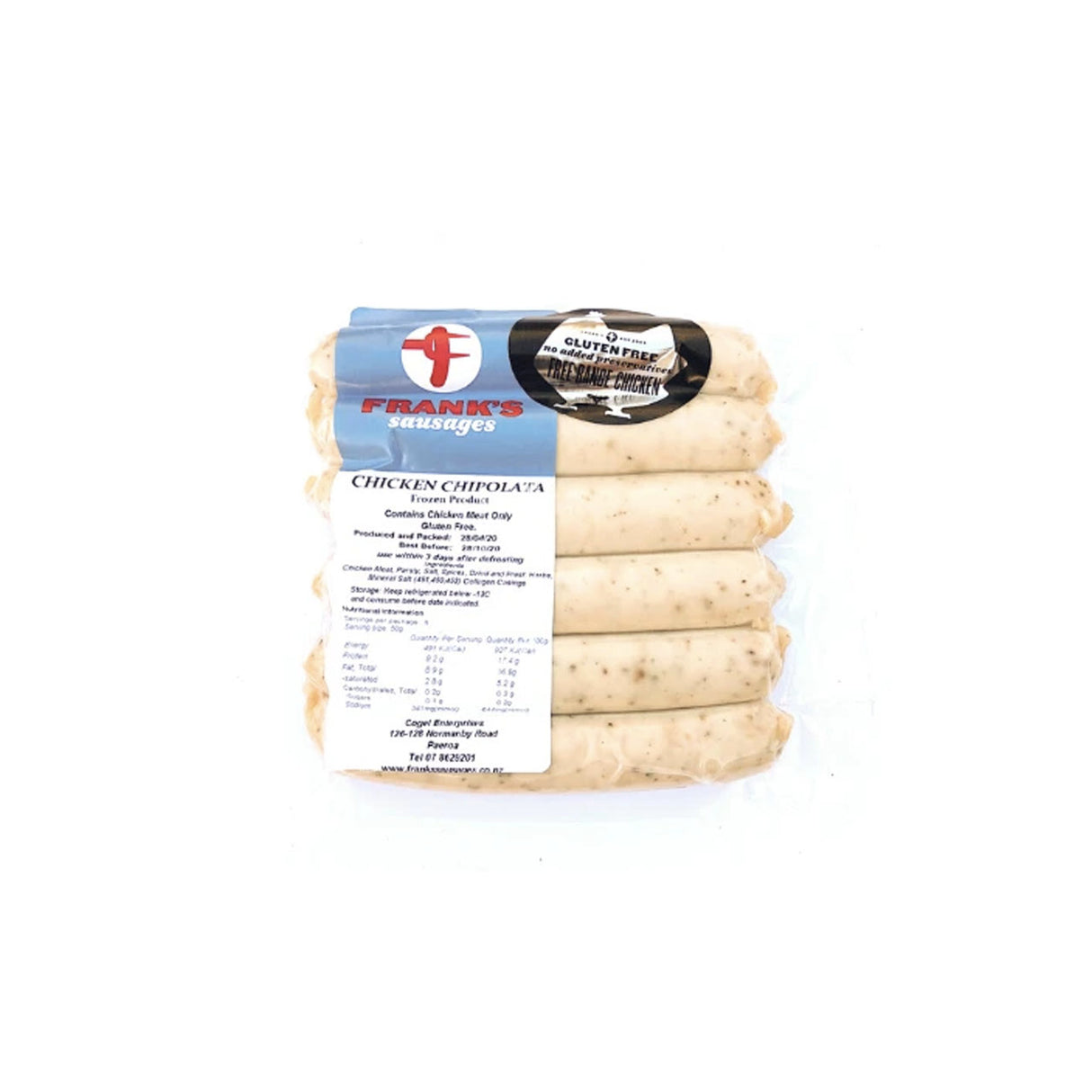 Frank's Free-Range Chicken Chipolata Sausage (Frozen, GF, 300g)