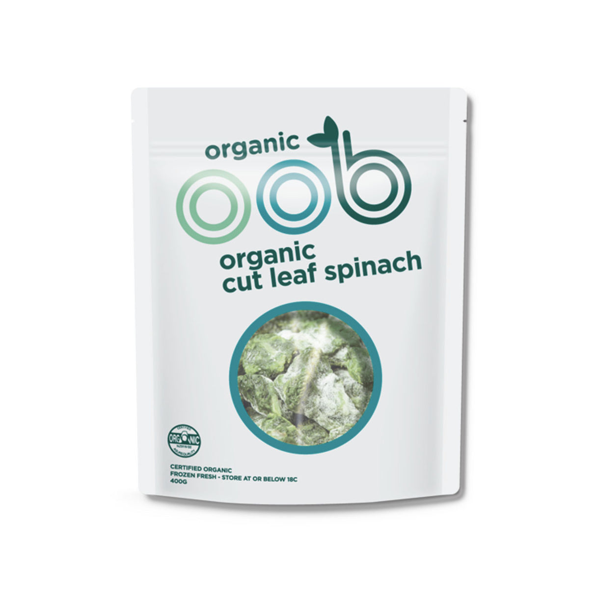 OOB Frozen Organic Cut Leaf Spinach (Frozen, 400g)