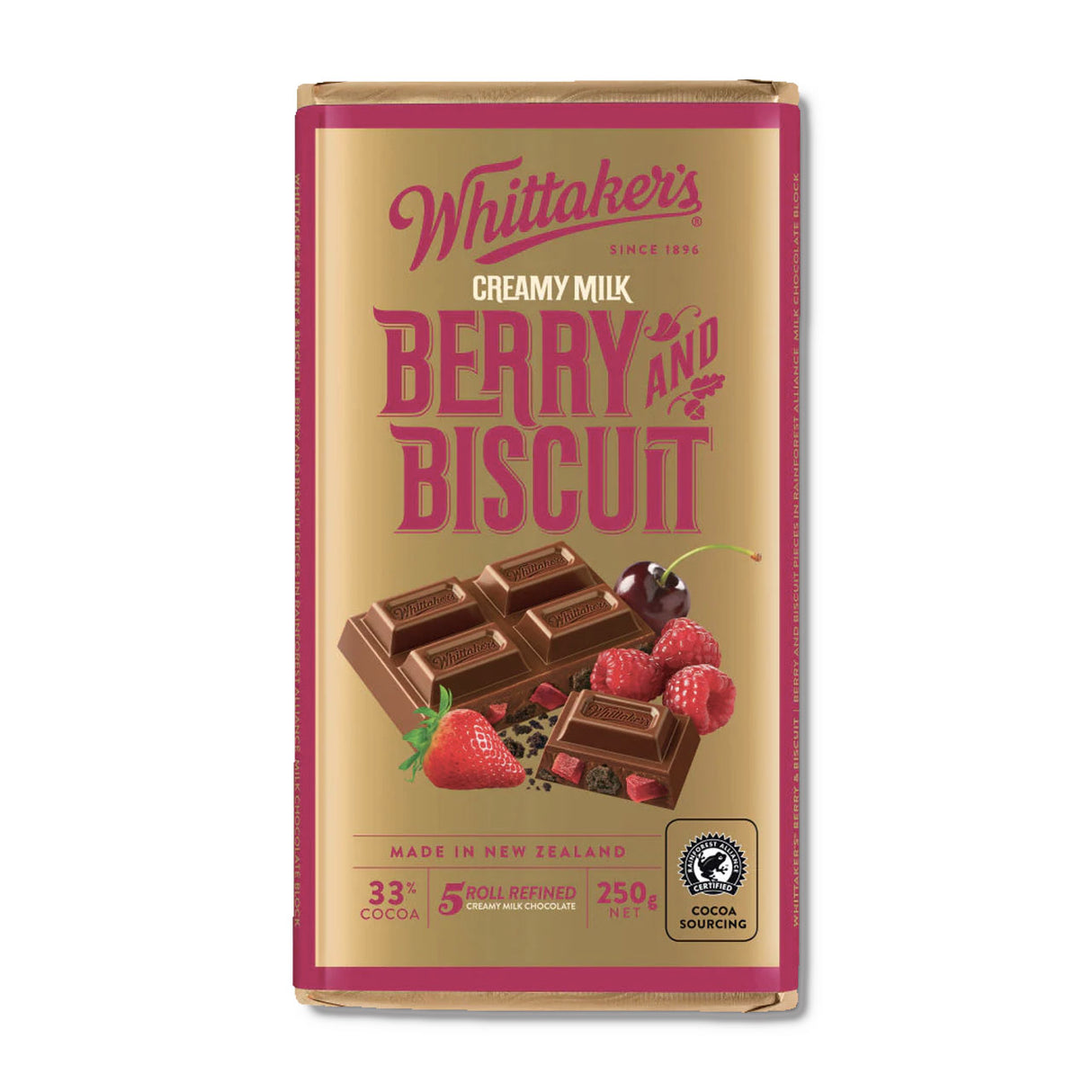 Whittaker's Berry & Biscuit Creamy Milk Chocolate Block (250g)