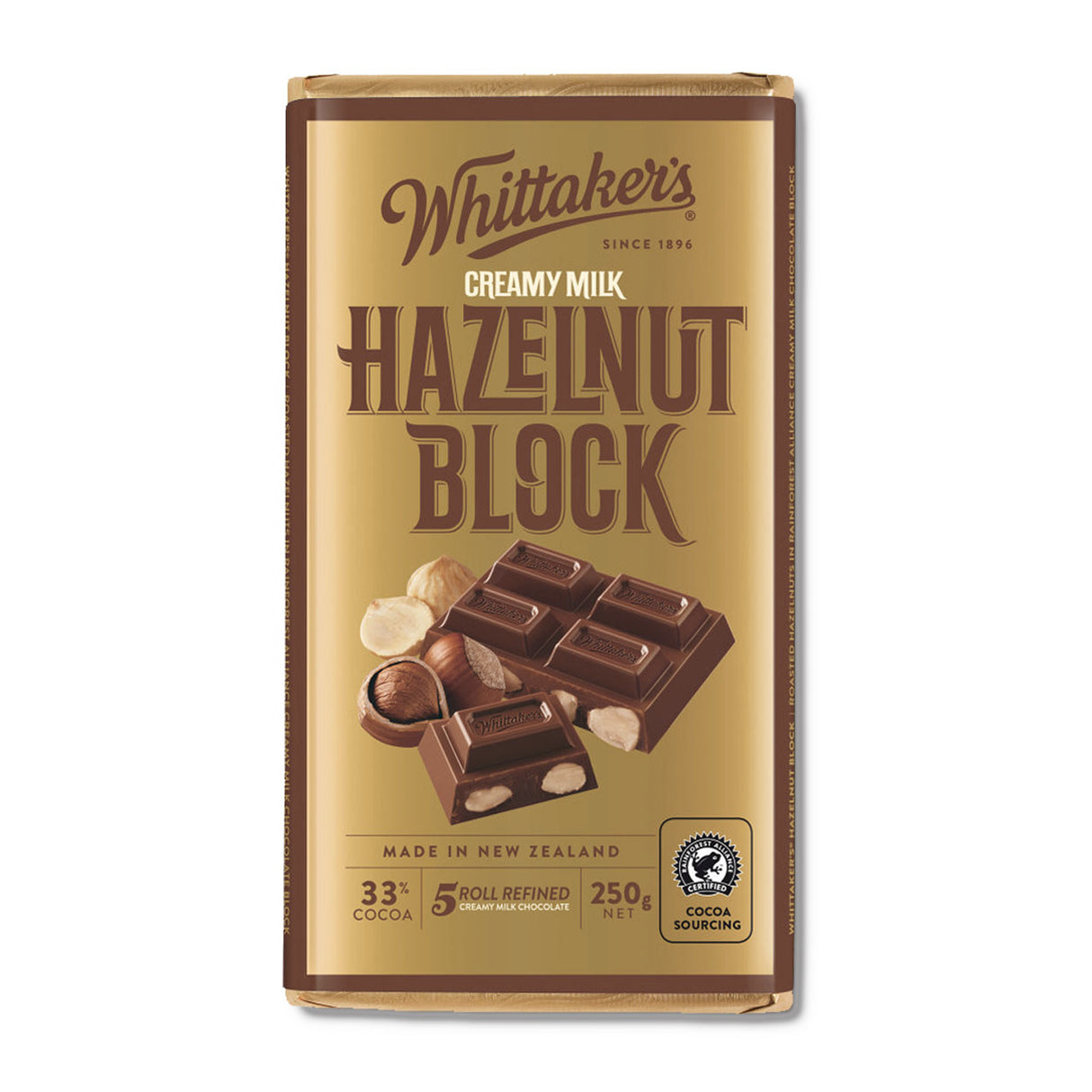 Whittaker's Creamy Milk Hazelnut Chocolate Block (250g)